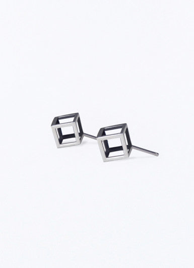 Silver small Box Earrings