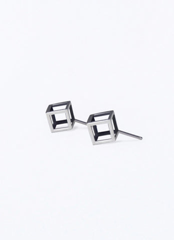 Silver small Box Earrings